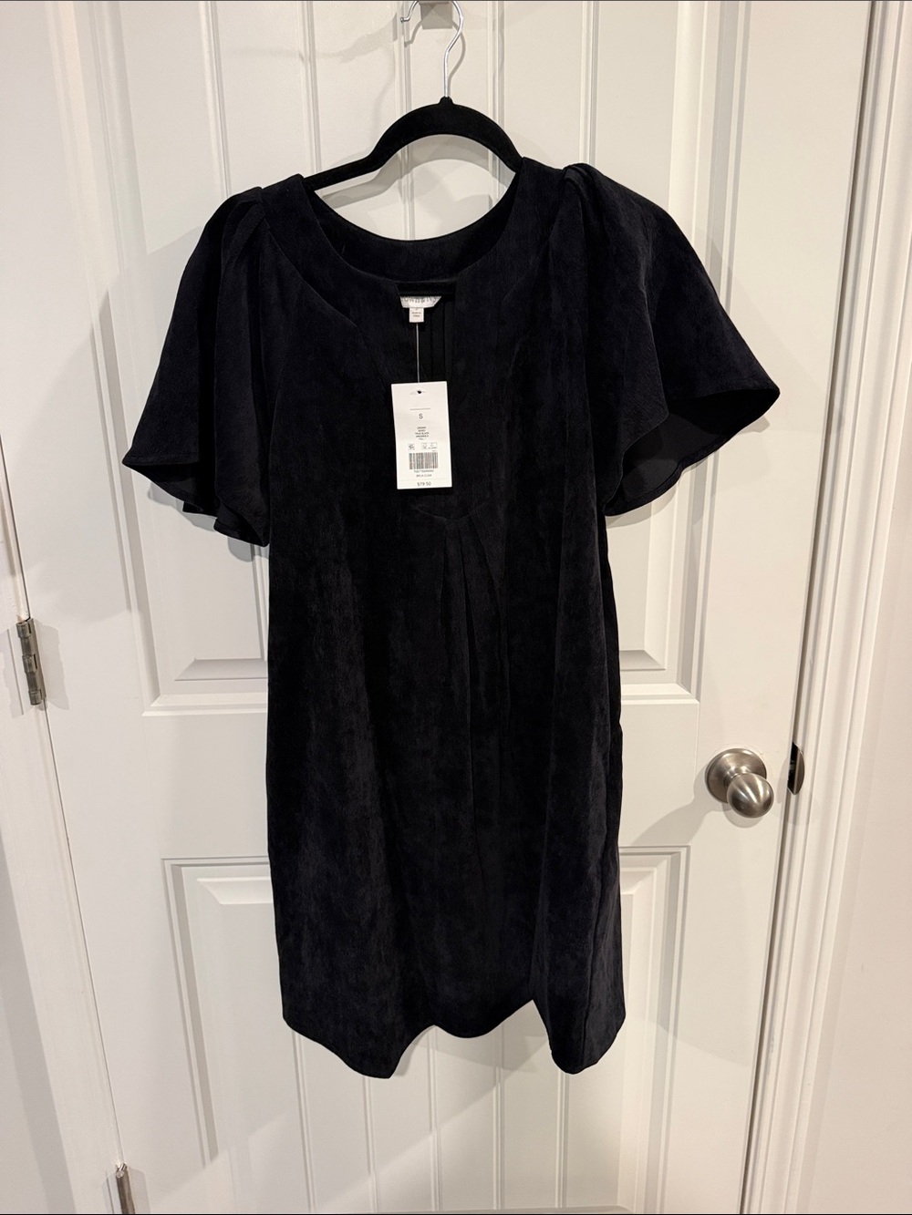 crown & ivy Black Short Sleeve Suede-Look Shift Tunic